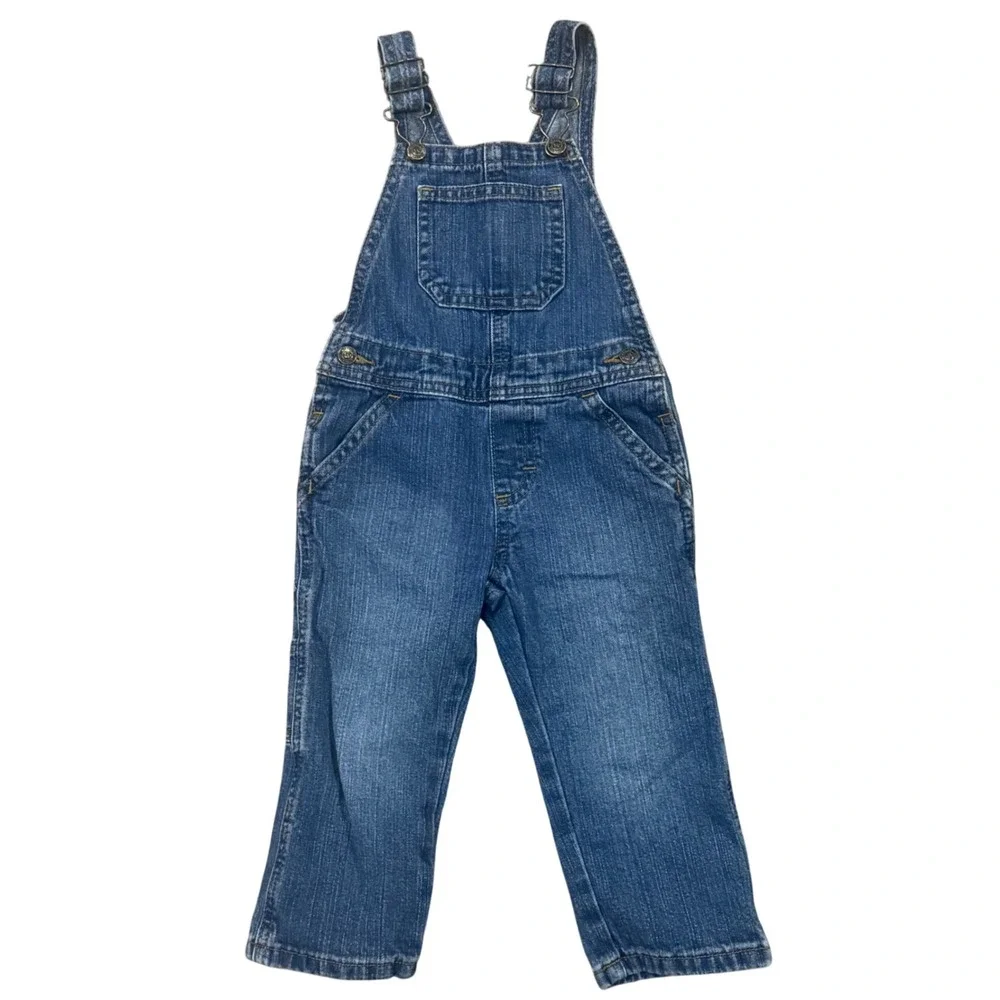 Wrangler Denim Overalls Jeans Blue Size‎ 2T Little Boys Girls Adjustable Strap